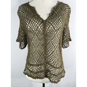 Teddi Womens Sz S Cardigan Olive Green Dainty Cottagecore Coquette Grandma